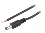 Cable | 2x0.5mm2 | wires,DC 5,5/2,1 plug | straight | black | 2m