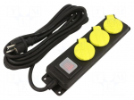 Extension lead | 3x1.5mm2 | 5m | rubber | black | Sockets no: 3 | 16A