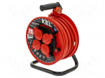 Extension lead | 3x2.5mm2 | 20m | rubber | red | Sockets no: 4 | reel | 16A