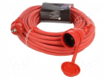 Extension lead | 3x1.5mm2 | 20m | rubber | red | Sockets no: 1 | 16A
