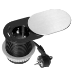 Uued tooted // Gniazdo meblowe ?6cm, wpuszczane w blat z przesuwną pokrywką, ładowarką USB i przewodem 1,9m, 1x2P+Z (Schuko), 2xUSB (typ A+C; PD20W), srebrne