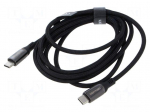 Cable | USB 2.0 | USB C plug,both sides | nickel plated | 2m | black