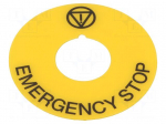 Description label | 22mm | 46 | &Oslash;22mm | yellow | for emergency button