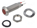 Indicator: LED | flat | red | 5&divide;6VDC | &Oslash;8.1mm | IP67 | connectors