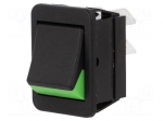 ROCKER | DPST | Pos: 2 | OFF-ON | 16A/250VAC | black-green | none