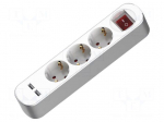 Extension lead | 3x1.5mm2 | 1.5m | PVC | white | Sockets no: 5 | 16A
