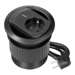 Uued tooted // Gniazdo wpuszczane w blat z ładowarką USB, przepustem kablowym, i przewodem 1,4 m, 1x2P+Z (French), 2xUSB (typ A+C; PD20W), czarne