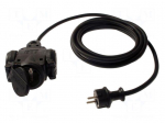 Extension lead | 3G2.5mm2 | 10m | rubber | black | Sockets no: 3 | 16A