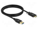 Cable | USB A plug,USB C plug | 1.5m | black | 24AWG,30AWG | 10Gbps