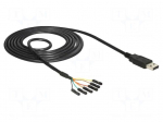 Cable | USB 2.0 | USB A plug,1pin pin header x6 | 1.8m | black | 26AWG
