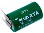 Battery: lithium | 3V | 1/2AA,1/2R6 | 3pin,positive pole:  2pin