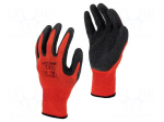 Protective gloves | Size: 9 | black-red | latex,polyester | 12pcs.