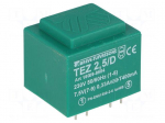 Transformer: encapsulated | 2.5VA | 230VAC | 7.5V | 333.3mA | IP00 | 100g
