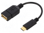 Cable | USB 2.0 | USB A socket,USB C plug | 0.15m | black | 480Mbps