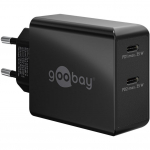 goobay USB-C dual fast charger 36 watts, PD (black, 2x USB-C, Power Delivery)