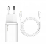 Baseus TZCCSUP-B02 tīkla lādētājs | 20W | USB-C | Lightning vads komplektā | balts