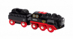 BRIO battery steam locomotive with water tank, toy vehicle (black/red)
