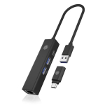 Adapter IcyBox USB3.2 Gen1 ja Gigabit LAN 4-&uuml;hes jaem&uuml;&uuml;k