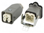 Connector: HDC | male + female | S-A | PIN: 5 | 4+PE | size 3A | straight