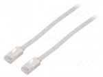 Patch cord | U/UTP | 6 | stranded | Cu | PVC | white | Len: 7m | 32AWG