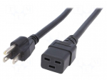 Cable | NEMA 5-15 (B) plug,IEC C19 female | 3m | black | PVC | 3x14AWG