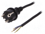 Cable | SCHUKO plug,CEE 7/7 (E/F) plug,wires | 4m | black | rubber
