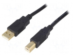 Cable | USB 2.0 | USB A plug,USB B plug | gold-plated | 1.8m | black