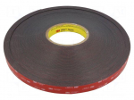 Tape: fixing | W: 19mm | L: 33m | Thk: 1.1mm | acrylic | black | Tmax: 149&deg;C