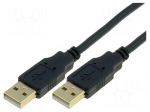 Cable | USB 2.0 | USB A plug,both sides | gold-plated | 5m | black