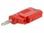 Laboratory connector: 4mm banana | plug | 36A | 30VAC | 60VDC | red