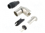Connector: XLR | plug | male | RX | 10A | PIN: 4 | angled 90&deg; | swivel | 16AWG