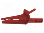 Crocodile clip | 10A | 600V | red | max.8mm | Plating: nickel plated