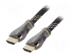 Cable | HDMI plug,both sides | textile | HDMI 2.1 | 2m | black | 28AWG