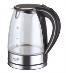 Adler | Kettle | AD 1225 | Standard | 2000 W | 1.7 L | Glass | 360&deg; rotational base | Stainless steel/Transparent