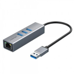 Premium adapter USB 3.0  - USB 3.0 (3 Ports) + RJ45, 0.15m