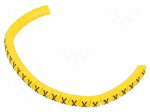 Marker: cable | Marking: X | 1.3&divide;3mm | PVC | yellow | leaded | PA-02 | L: 3mm