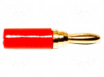 Laboratory connector: 3mm banana | plug | red | 1kVDC | 5A | soldered