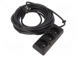 Extension lead | 3x1.5mm2 | 10m | PVC | black | Sockets no: 3 | 16A