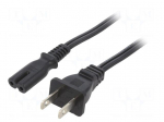 Cable | 2x18AWG | IEC C7 female,NEMA 1-15 (A) plug | PVC | 1.8m | 7A