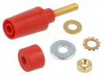 Laboratory connector: 4mm banana | socket | 1kV | 32A | red | M4,screw