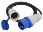 Extension lead | 3x2.5mm2 | 1.5m | rubber | black | Sockets no: 1 | 16A