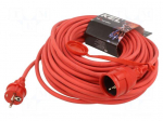 Extension lead | 3x1.5mm2 | 25m | rubber | red | Sockets no: 1 | 16A