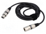 Cable | XLR male 3pin,XLR female 3pin | 3m | black | 0.25mm2 | Cores: 2
