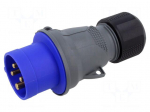 Connector: AC supply 3-phase | plug | male | 16A | 250VAC | IP&S | IP44