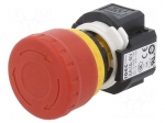 Switch: emergency stop | 16mm | Stabl.pos: 2 | NC x2 | red | IP65 | XA