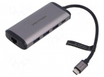 Hub USB | USB 3.0 | grey | Number of ports: 9 | 0.15m | ABS,aluminium