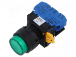 Switch: push-button | 22mm | Stabl.pos: 2 | NO | green | LED | IP65 | YW