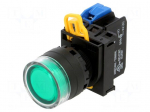 Switch: push-button | 22mm | Stabl.pos: 1 | NO | green | LED | IP65 | YW