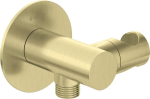 Round angled connector with handset holder