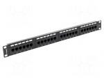 Patch panel | black | Number of ports: 24 | 19" | Cat: 6 | rack 19" | RACK